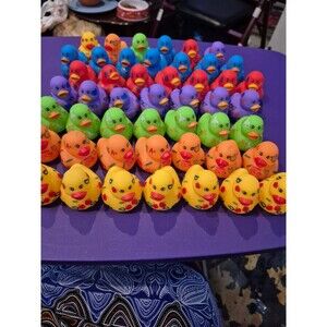 Bulk Lot Of 48 Mini Rubber Ducks Different Themed Jeep Play